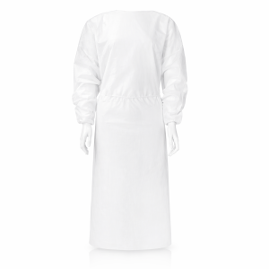 Fartuch ochronny włókninowy wiązany na troki biały - L 