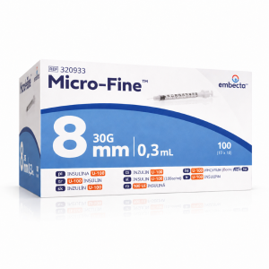Strzykawki EMBECTA Micro-Fine insulinowe z igłą 0,3x8mm 10szt. 0,3ml U100