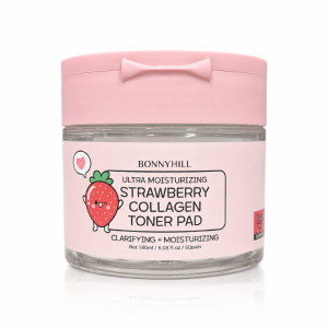 Bonnyhill Ultra Moisturizing Strawberry Collagen Toner Pad - Nawilżające płatki tonizujące do twarzy z ekstraktem z truskawki i kolagenem 60 szt. 