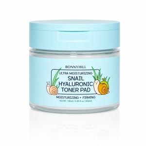 Bonnyhill Ultra Moisturizing Snail Hyaluronic Toner Pad - Nawilżające płatki tonizujące do twarzy z filtratem ze śluzu ślimaka i kwasem hialuronowym 60szt. 