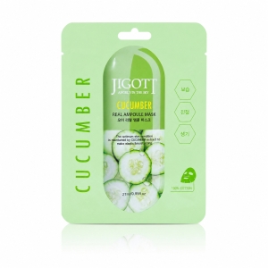 JIGOTT Cucumber Real Ampoule Mask - Maseczka w płachcie z ekstraktem z ogórka 1x27 ml 