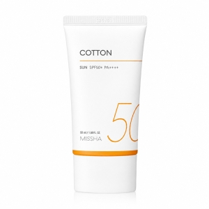 Missha All-Around Safe Block Cotton Sun SPF 50+ PA++++ -  Filtr przeciwsłoneczny do skóry wrażliwej i skłonnej do alergii 50 ml 