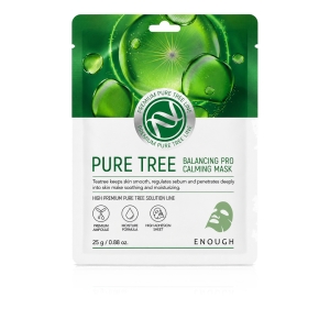 Enough Pure Tree Balancing Pro Calming Mask - Maseczka do twarzy z tkaniny o działaniu łagodzącym z drzewem herbacianym 1x25 g 