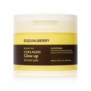 EQQUALBERRY Collagen Glow Up Gel Toner Pads - Rozświetlające płatki do twarzy z kolagenowym żelem 60 szt.