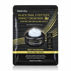 Farmstay Black Snail & Peptide9 Perfect Cream Mask - Kremowa maska do twarzy z mucyną czarnego ślimaka i peptydami 1 szt.