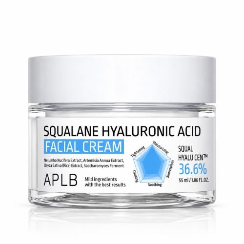 Крем для лица APLB Squalane Hyaluronic Acid Facial Cream увлажняющий, со скваланом и гиалуроновой кислотой, 55 мл