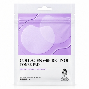Skin627 Collagen with Retinol Toner Pad - Tonizujące płatki anti-aging z kolagenem i retinolem 10 szt.