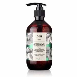 plu Scrub Wash Grapefruit Peach - Orzeźwiający peelingujący żel pod prysznic z zapachem grejpfruta i brzoskwini 500 g 