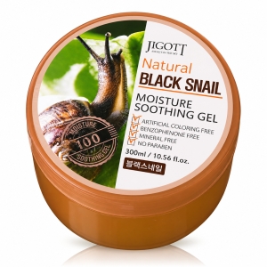 Jigott Natural Black Snail Moisturizing Soothing Gel - Kojąco-nawilżający żel z ekstraktem ze śluzu ślimaka 300 ml