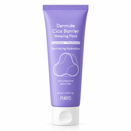 Ночная крем-маска для лица Purito Dermide Cica Barrier Sleeping Pack восстанавливающая, для чувствительной кожи, 80 мл